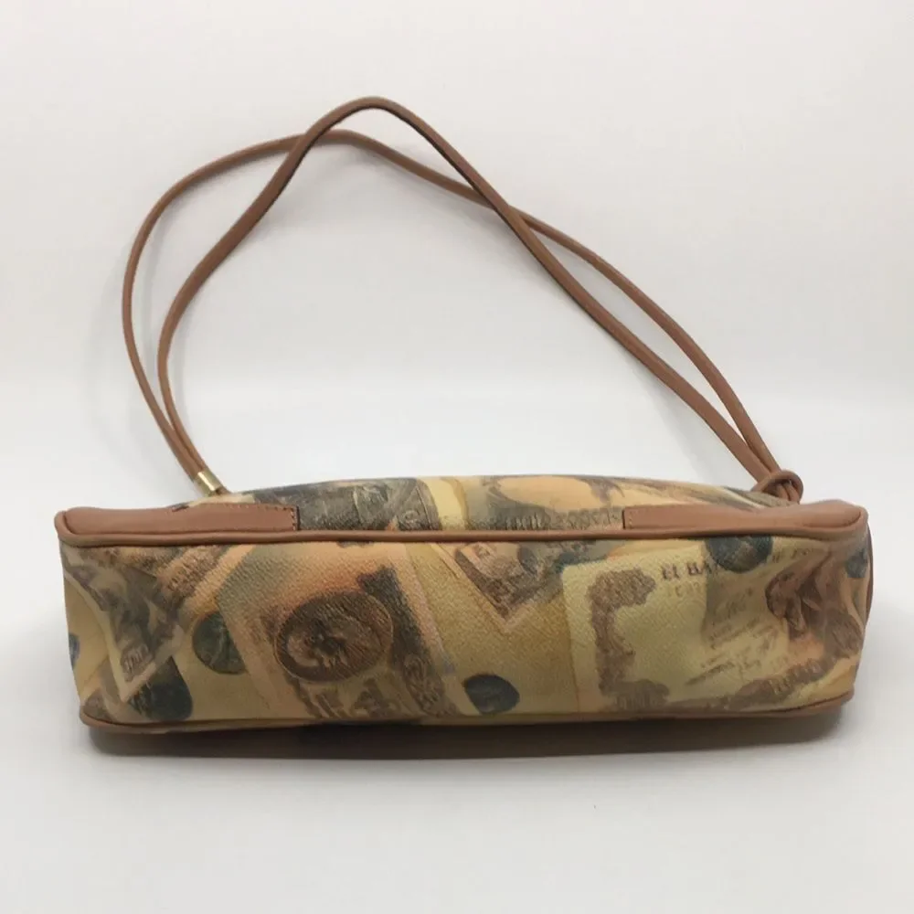 Roccobarocco Italian Coated Canvas Y2K bag with currency print
